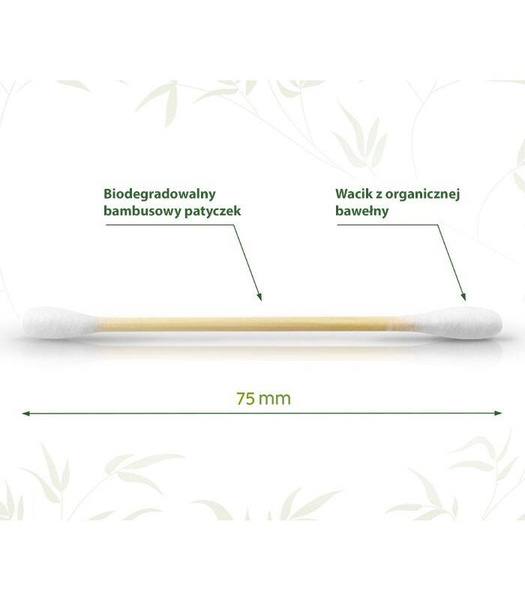 Patyczki do czyszczenia uszu, bambusowe z bawełną organiczną, biodegradowalne, 400 szt., Bambaw