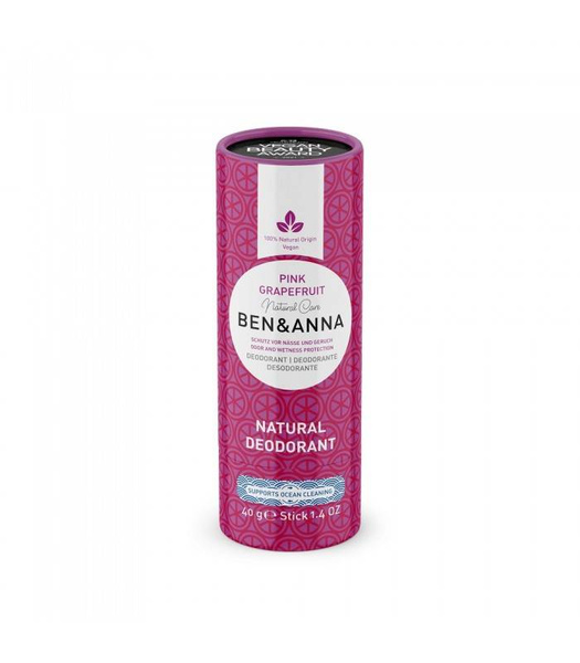Naturalny dezodorant na bazie sody, PINK GRAPEFRUIT, (sztyft kartonowy), 40 g, BEN&ANNA