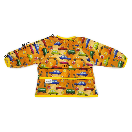 Śliniak fartuszek z rękawami - AUTA