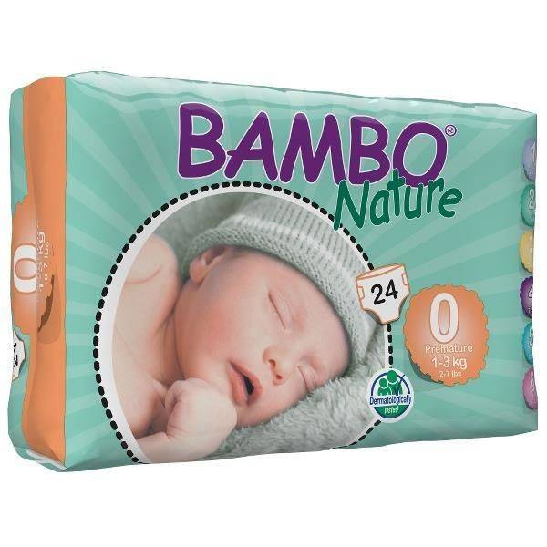 Bambo Nature, Pieluchy jednorazowe, 0 Premature 1-3 kg, 24 szt.