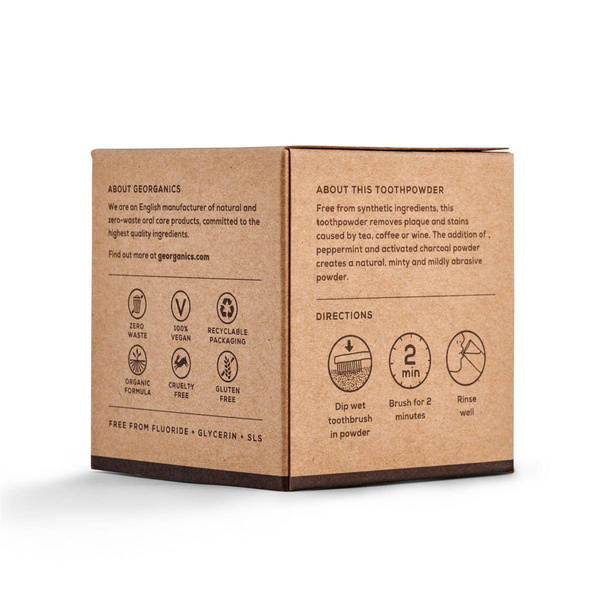 Georganics, Proszek do czyszczenia zębów, Activated Charcoal, 120 ml