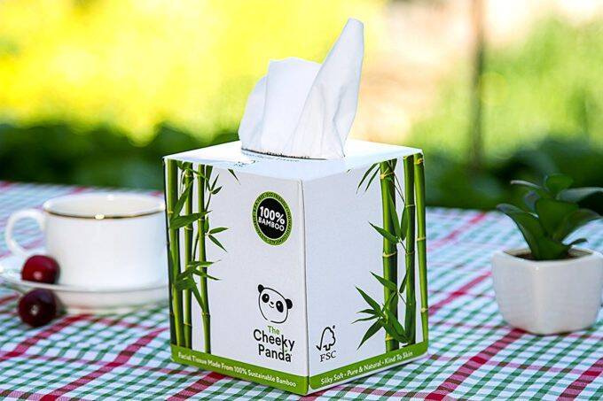 Bambusowe chusteczki do twarzy, uniwersalne, pudełko kostka, 56 szt., The Cheeky Panda