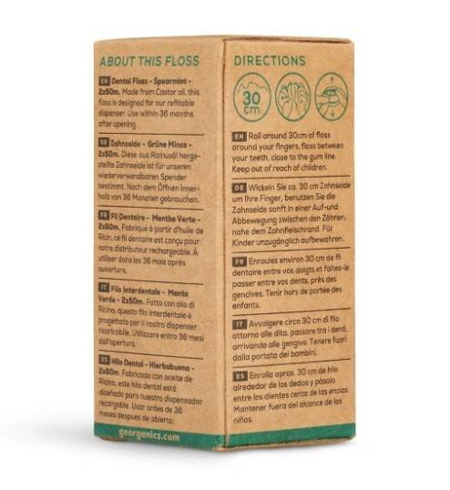Nić dentystyczna z bionylonu, zielona mięta, UZUPEŁNIENIE, 2x50 m, Georganics