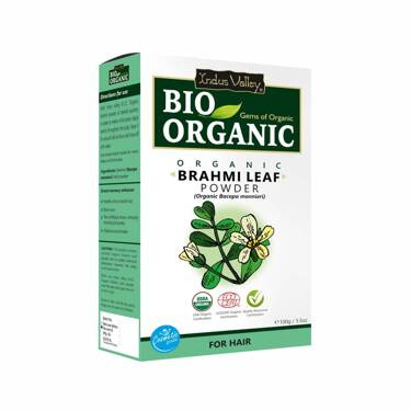 Proszek z Brahmi do włosów + książeczka z przepisami kosmetycznymi, ECOCERT, 100 g, Indus Valley