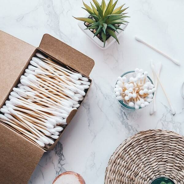 Patyczki do czyszczenia uszu, bambusowe z bawełną organiczną, biodegradowalne, 400 szt., Bambaw