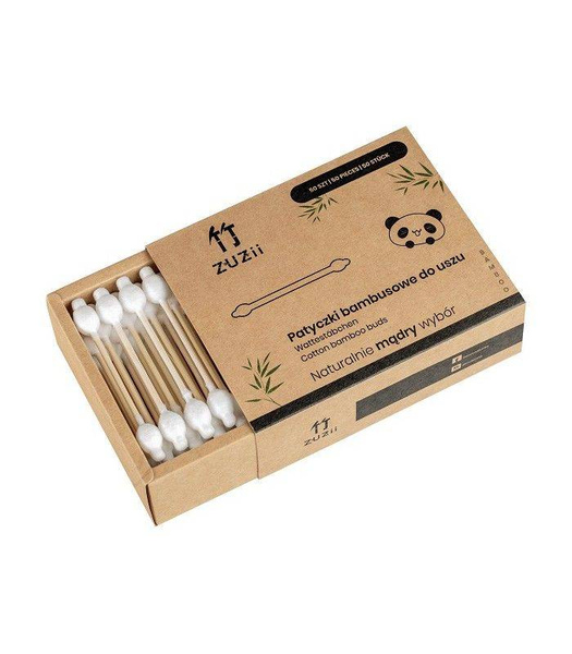 Zuzii, Patyczki Kosmetyczne dla Dzieci Bambusowe z Bawełną 50 szt