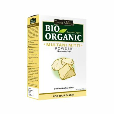 Glinka Multani Mitti (Ziemia Fulerska) + książeczka z przepisami kosmetycznymi, ECOCERT, 200 g, Indus Valley