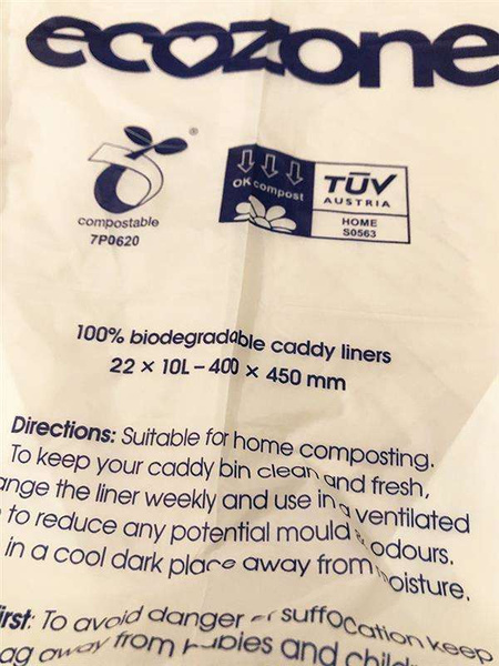 ECOZONE, Kompostowalne i Biodegradowalne Worki na Odpady Organiczne, 22szt 10L