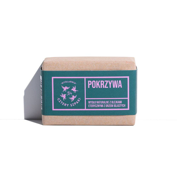 Cztery Szpaki, Pokrzywa mydło w kostce z mieloną pokrzywą i olejkami eterycznymi z drzew iglastych, 110g