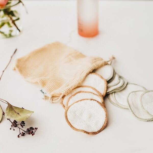 Wielorazowe płatki, waciki kosmetyczne bambusowo-bawełniane, zestaw 16 szt., Bambaw