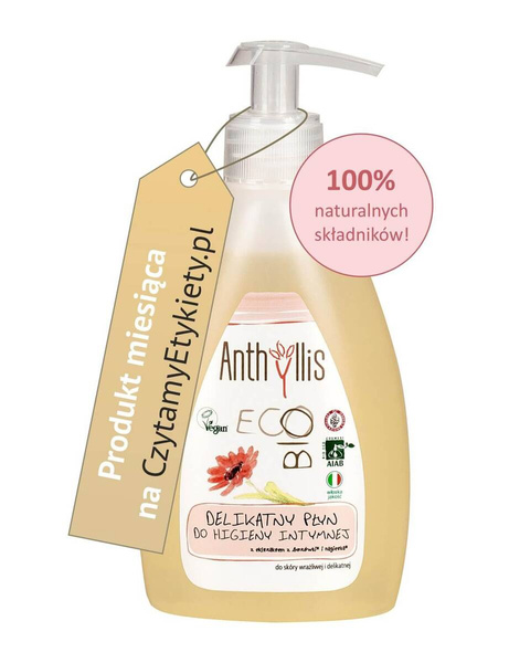 Ekologiczny płyn do higieny intymnej z wyciągiem z borówki i nagietka, CERTYFIKOWANY, ECO BIO, 300 ml, Anthyllis, Pierpaoli