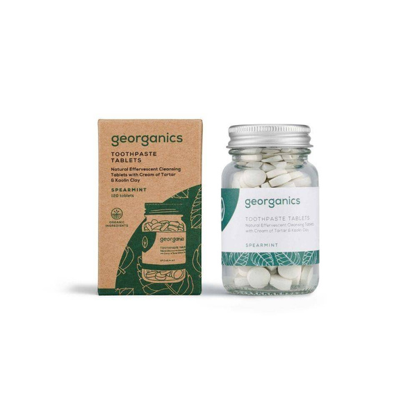 Georganics, Naturalne tabletki do mycia zębów, Spearmint, 120 tabletek