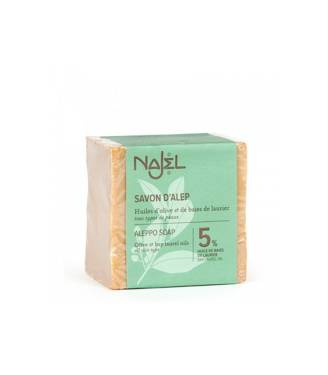 Mydło z Aleppo, oliwa z oliwek i 5% oleju laurowego, do każdego typu skóry, 200 g, Najel