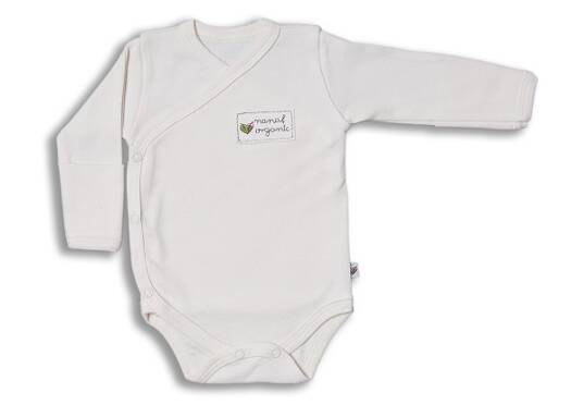 Body kimono z bawełny organicznej z długim rękawem, NATURALNE, Nanaf Organic, rozmiar 62