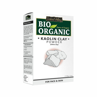 Proszek z białej glinki Kaolin do skóry i włosów + książeczka z przepisami kosmetycznymi, ECOCERT, 100 g, Indus Valley