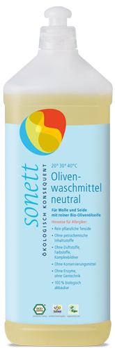 Płyn do prania wełny i jedwabiu, SENSITIV, z mydłem z bio oliwki z oliwek, dla alergików, 1 litr, Sonett