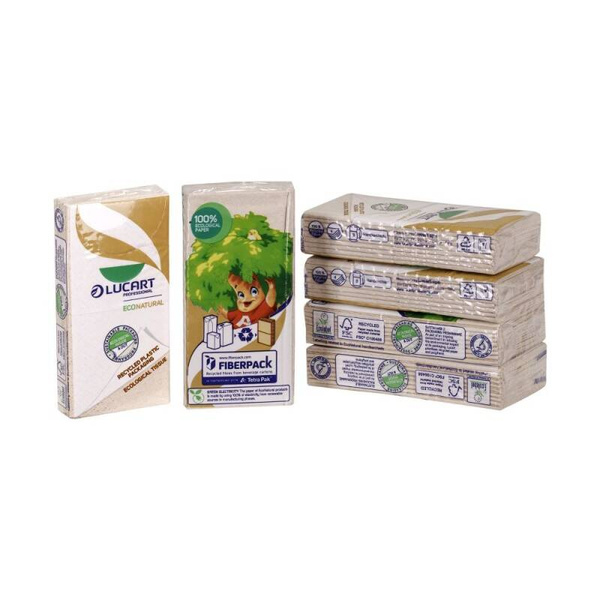 Chusteczki higieniczne Econatural 90F, 10 opakowań x 9 chusteczek, 4 warstwy, Lucart Professional