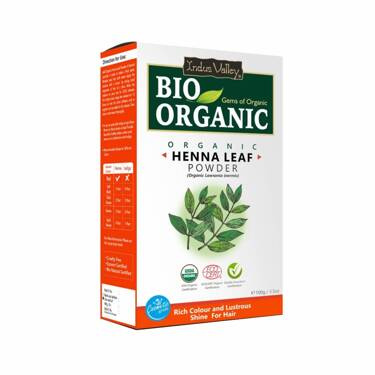 Proszek z BIO henny, w 100% naturalny + książeczka z przepisami kosmetycznymi, ECOCERT, 100 g, Indus Valley