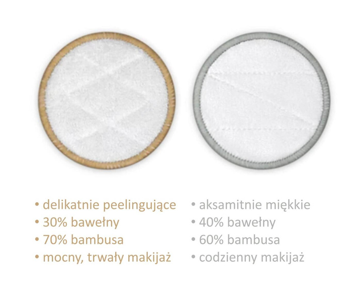 Wielorazowe płatki, waciki kosmetyczne bambusowo-bawełniane, zestaw 16 szt., Bambaw