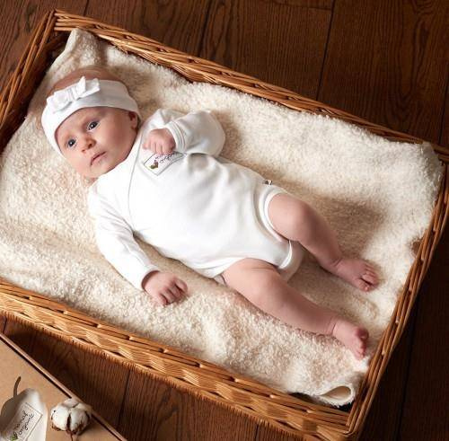 Nanaf Organic, BASIC, Body kimono z długim rękawem, białe